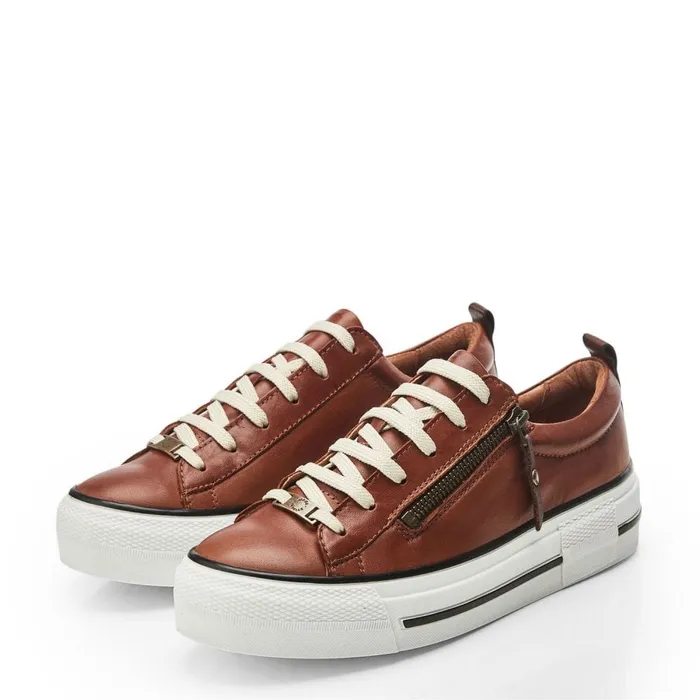 Casual Trainers Women Moda In Pelle Filician Tan Leather