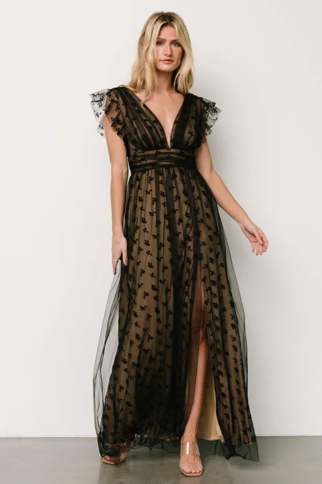 Caterina Tulle Maxi Dress Black Nude Women Baltic Born Tulle Styles