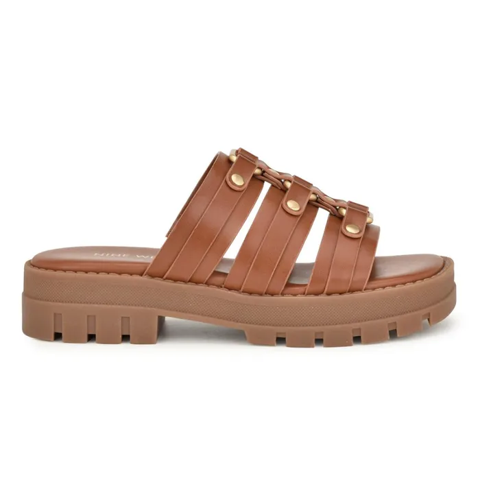 Cazz Fisherman Slide Sandals Brown Women Nine West Low Heel