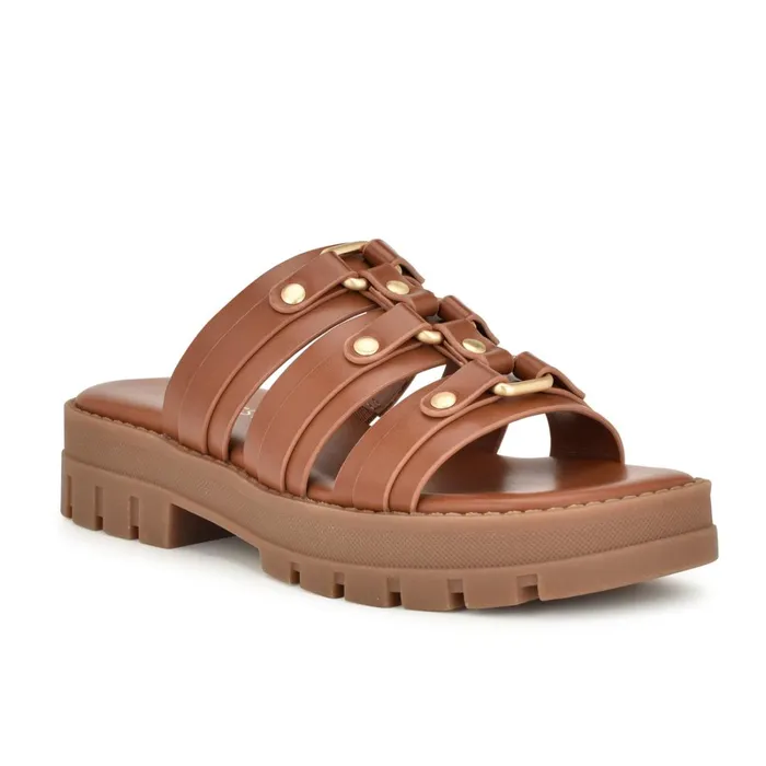 Cazz Fisherman Slide Sandals Brown Women Nine West Low Heel Cazz Fisherman Slide Sandals Brown Women Nine West Low Heel