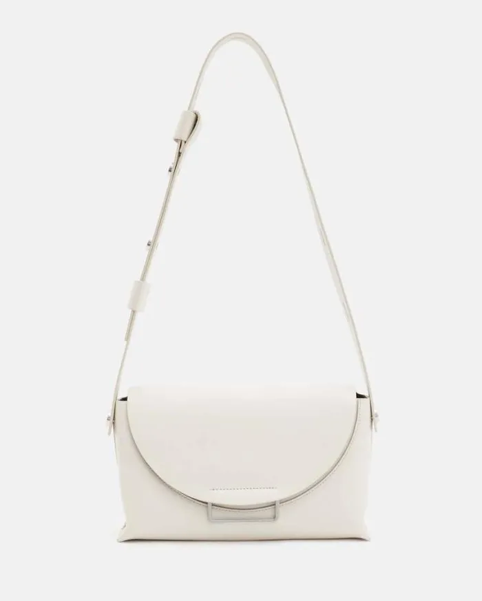 Celeste Leather Crossbody Bag Desert White Women AllSaints Handbags and Wallets