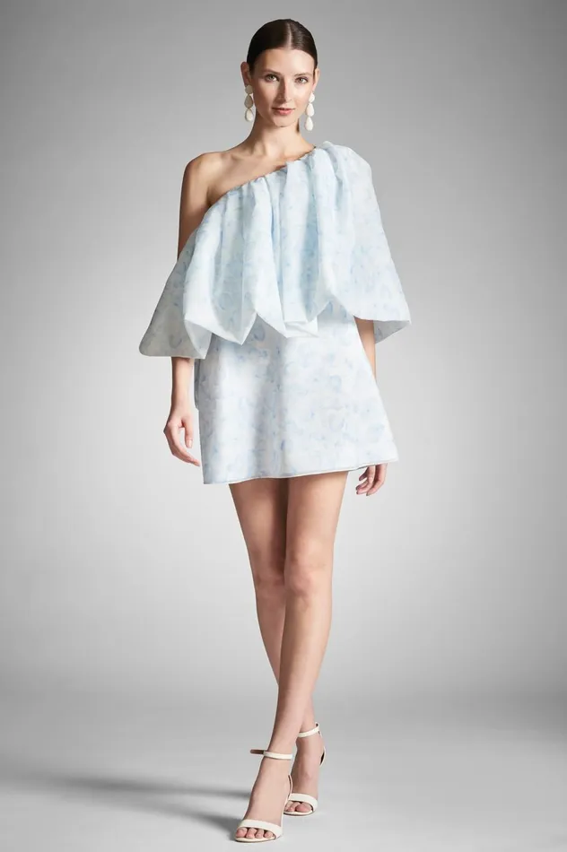 Chantal Dress 8211 Blue Degrade Floral Women Sachin and Babi One Shoulder