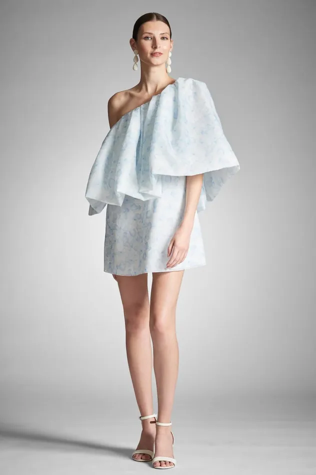 Chantal Dress 8211 Blue Degrade Floral Women Sachin and Babi One Shoulder