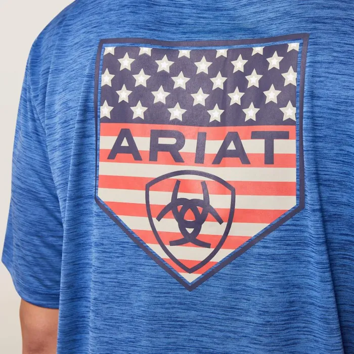 Charger Ariat Proud Shield TShirt Monaco Blue Men Ariat TShirts and Polos Charger Ariat Proud Shield TShirt Monaco Blue Men Ariat TShirts and Polos