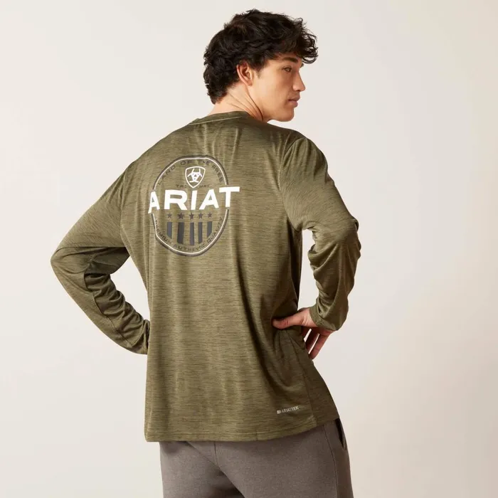 Charger Roundabout TShirt Brine Olive Men Ariat TShirts and Polos
