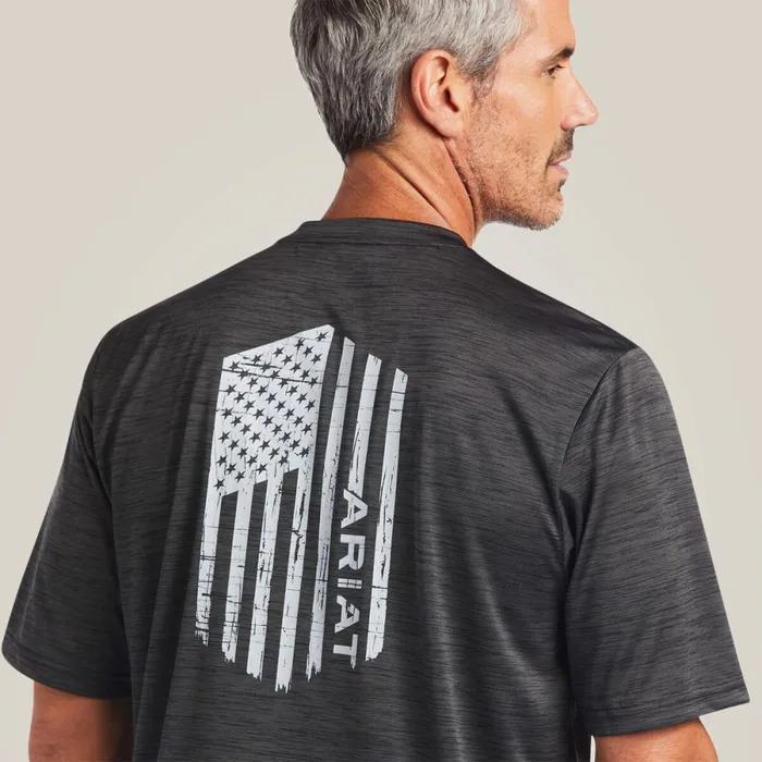 Charger Vertical Flag Tee Charcoal Men Ariat TShirts and Polos Charger Vertical Flag Tee Charcoal Men Ariat TShirts and Polos