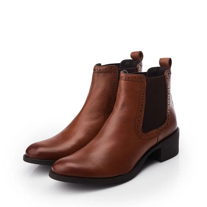 Chelsea Boots Women Moda In Pelle Millia Tan Leather