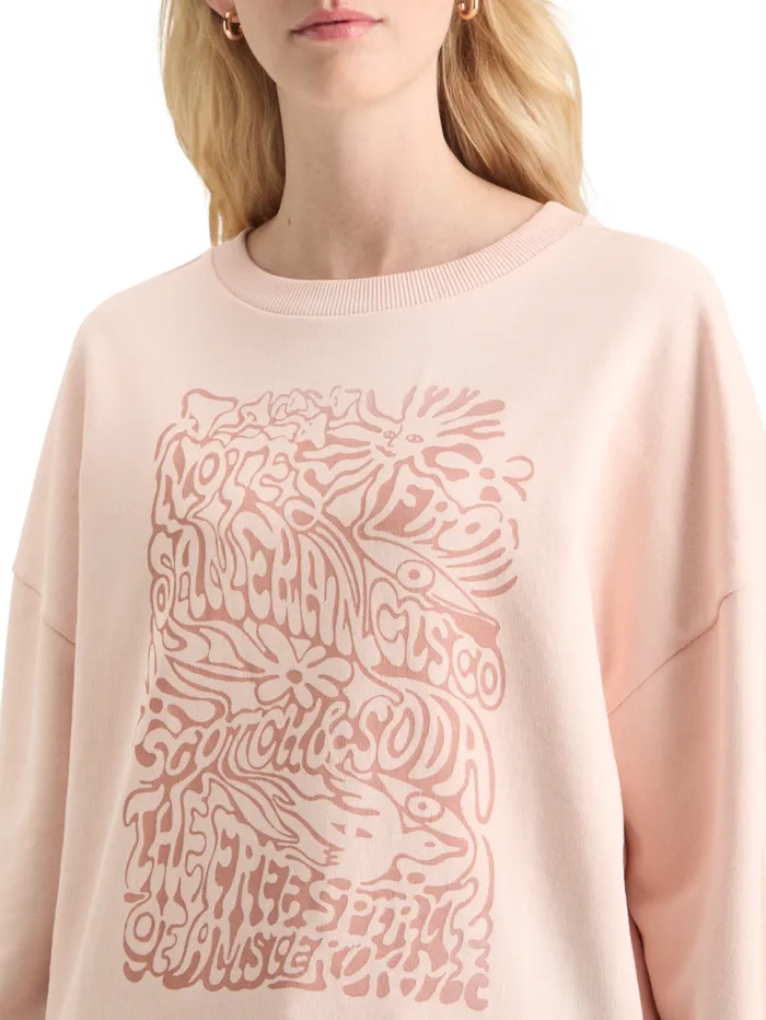 CHEST ARTWORK BOYFRIEND FIT SWEATSHIRT Blush Women Scotch and Soda Sweatshirts and Hoodies CHEST ARTWORK BOYFRIEND FIT SWEATSHIRT Blush Women Scotch and Soda Sweatshirts and Hoodies