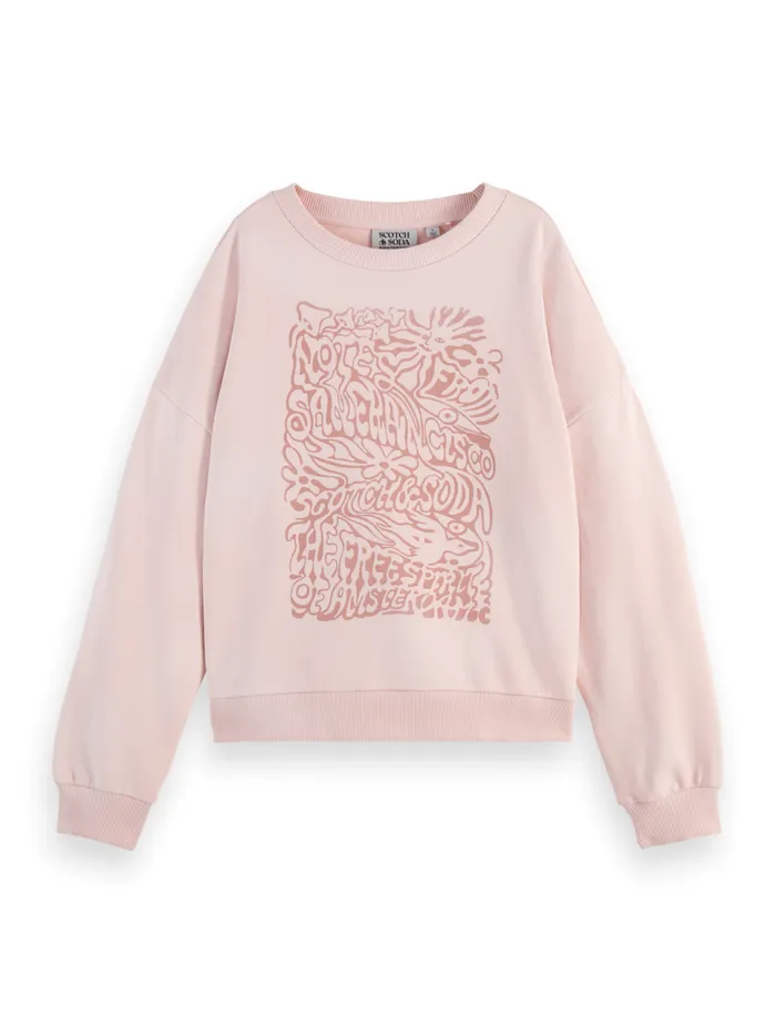 CHEST ARTWORK BOYFRIEND FIT SWEATSHIRT Blush Women Scotch and Soda Sweatshirts and Hoodies CHEST ARTWORK BOYFRIEND FIT SWEATSHIRT Blush Women Scotch and Soda Sweatshirts and Hoodies