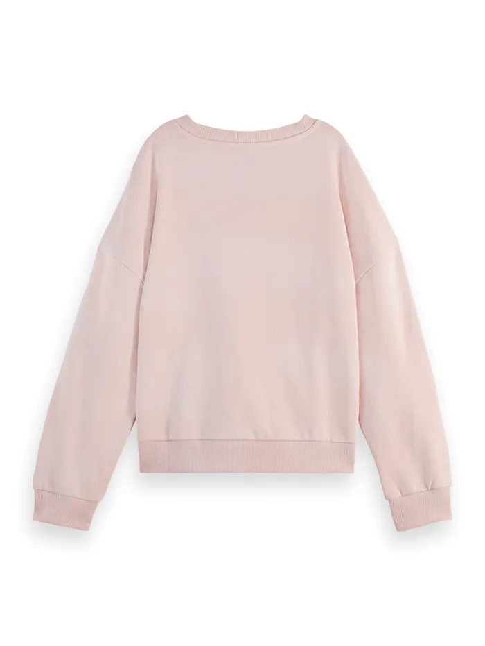 CHEST ARTWORK BOYFRIEND FIT SWEATSHIRT Blush Women Scotch and Soda Sweatshirts and Hoodies CHEST ARTWORK BOYFRIEND FIT SWEATSHIRT Blush Women Scotch and Soda Sweatshirts and Hoodies