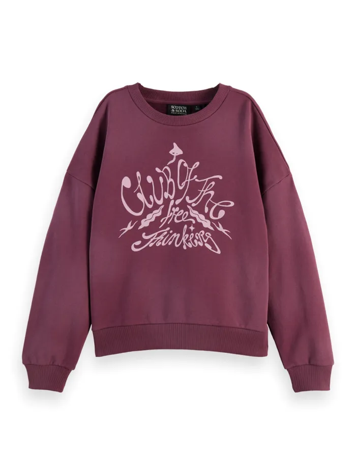 CHEST ARTWORK BOYFRIEND FIT SWEATSHIRT Blush Women Scotch and Soda Sweatshirts and Hoodies CHEST ARTWORK BOYFRIEND FIT SWEATSHIRT Blush Women Scotch and Soda Sweatshirts and Hoodies