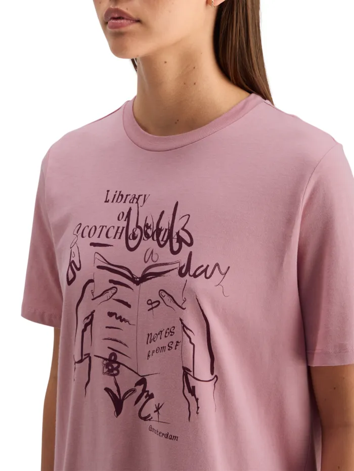 CHEST ARTWORK RELAXED FIT TSHIRT Antique Pink Women Scotch and Soda Tops and TShirts CHEST ARTWORK RELAXED FIT TSHIRT Antique Pink Women Scotch and Soda Tops and TShirts