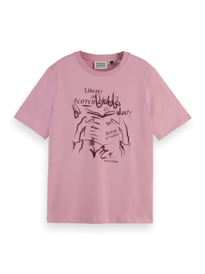 CHEST ARTWORK RELAXED FIT TSHIRT Antique Pink Women Scotch and Soda Tops and TShirts CHEST ARTWORK RELAXED FIT TSHIRT Antique Pink Women Scotch and Soda Tops and TShirts