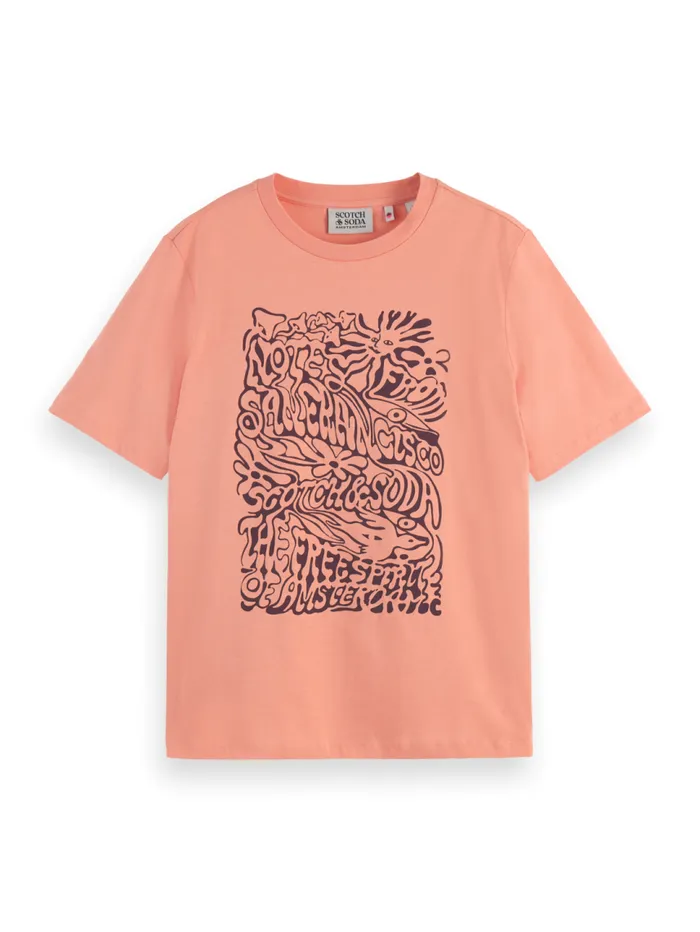 CHEST ARTWORK RELAXED FIT TSHIRT Antique Pink Women Scotch and Soda Tops and TShirts CHEST ARTWORK RELAXED FIT TSHIRT Antique Pink Women Scotch and Soda Tops and TShirts