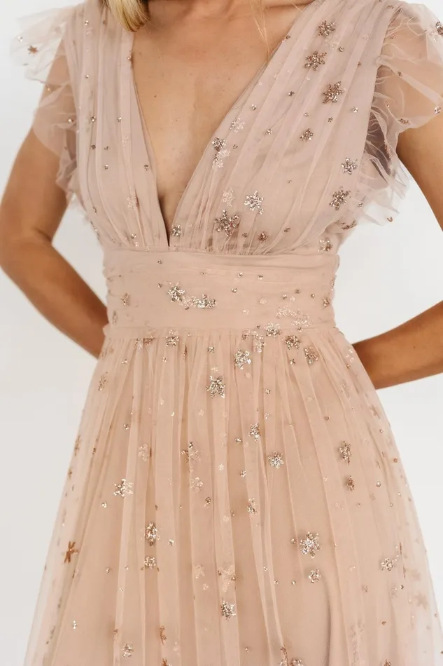 Chiara Shimmer Midi Dress Natural Blush Women Baltic Born Embellished Sequin Chiara Shimmer Midi Dress Natural Blush Women Baltic Born Embellished Sequin