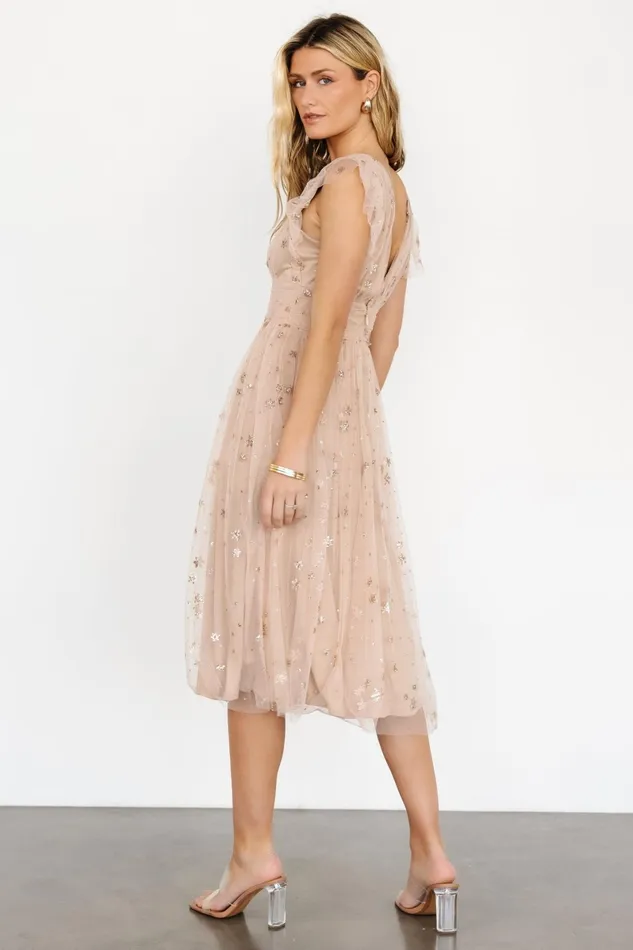 Chiara Shimmer Midi Dress Natural Blush Women Baltic Born Embellished Sequin Chiara Shimmer Midi Dress Natural Blush Women Baltic Born Embellished Sequin
