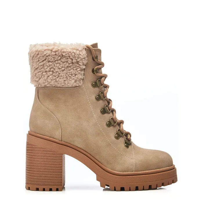 Chunky Boots Women Moda In Pelle Arrya Taupe Protauras