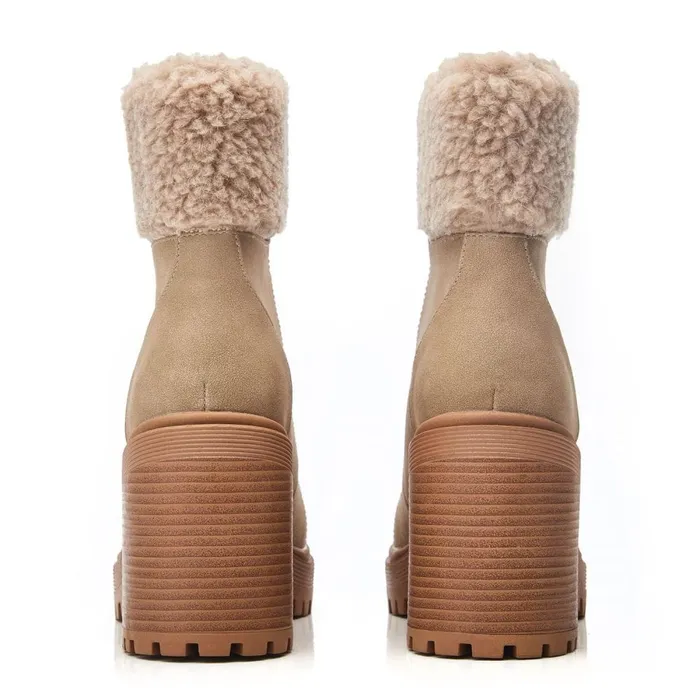 Chunky Boots Women Moda In Pelle Arrya Taupe Protauras