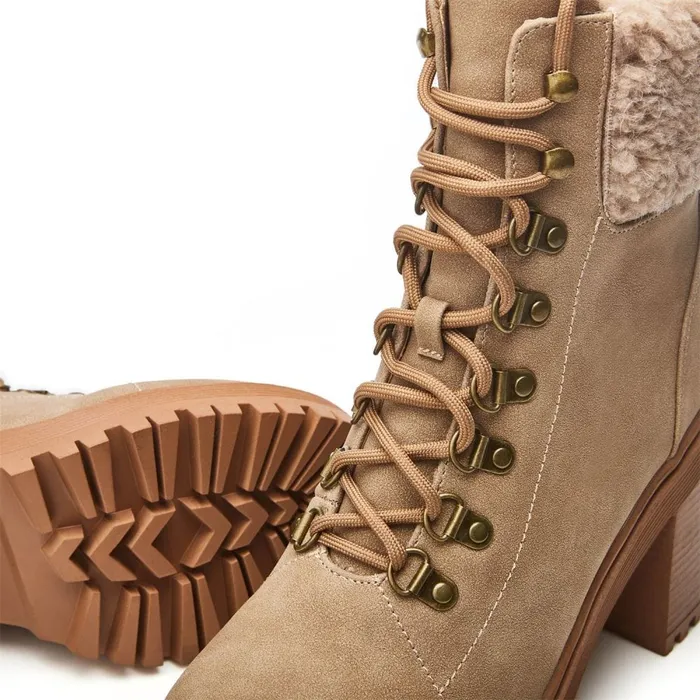 Chunky Boots Women Moda In Pelle Arrya Taupe Protauras
