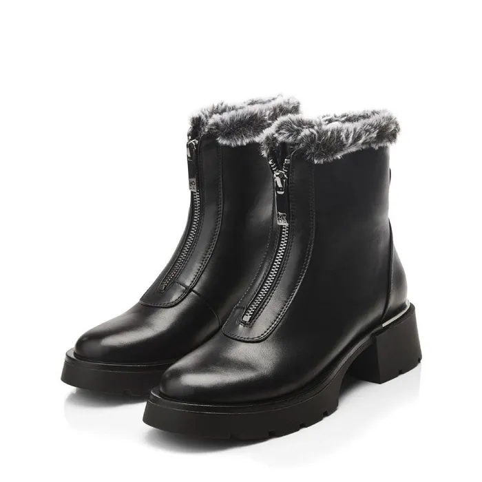 Chunky Boots Women Moda In Pelle Avrill Black Porvair