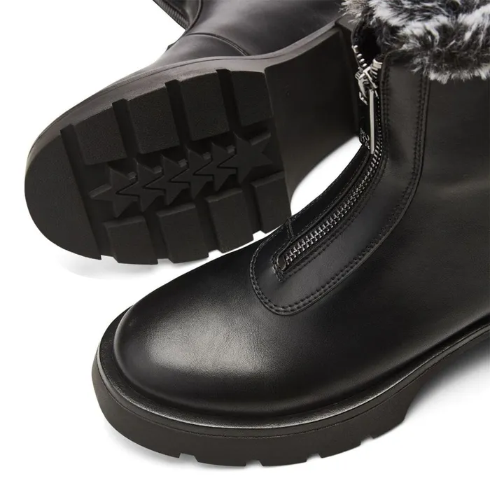 Chunky Boots Women Moda In Pelle Avrill Black Porvair