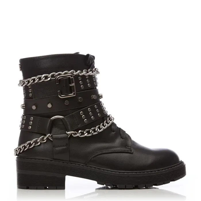 Chunky Boots Women Moda In Pelle Benetcha Black Porvair