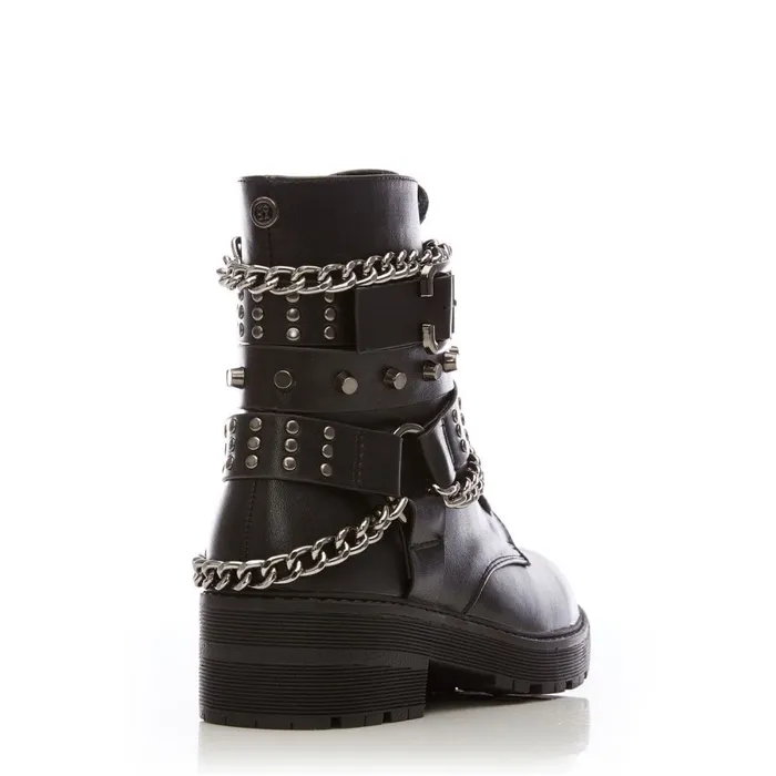 Chunky Boots Women Moda In Pelle Benetcha Black Porvair