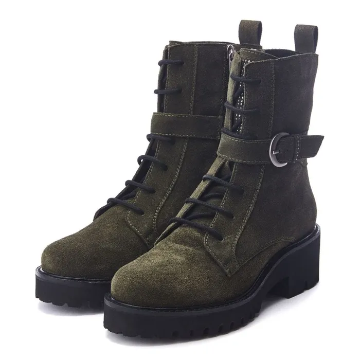 Chunky Boots Women Moda In Pelle Oberon Green Suede