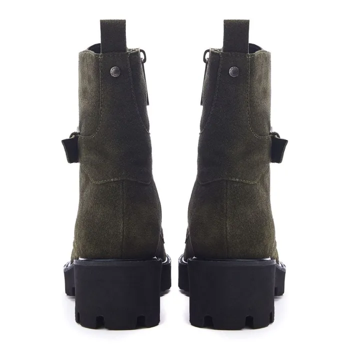 Chunky Boots Women Moda In Pelle Oberon Green Suede