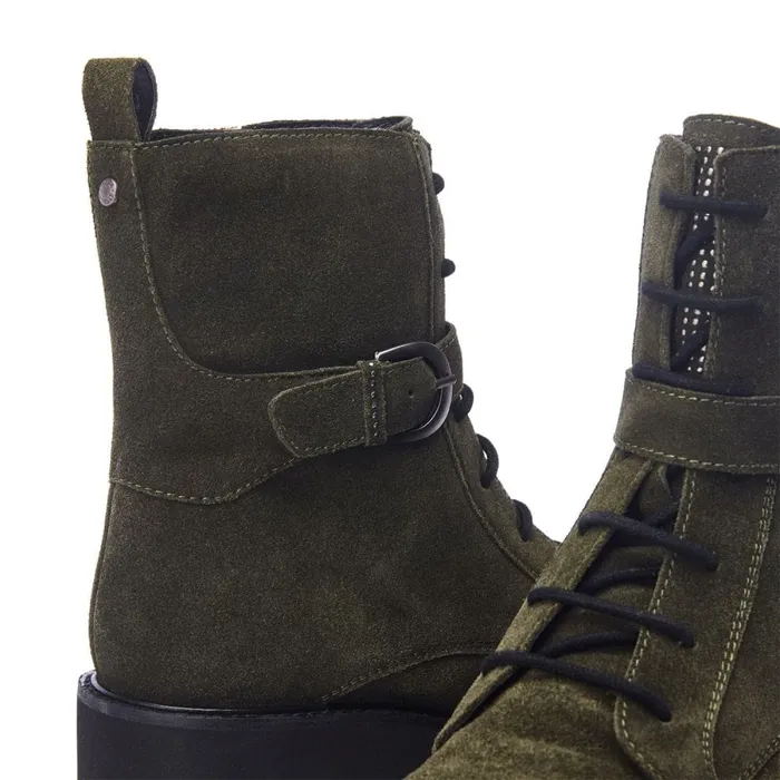 Chunky Boots Women Moda In Pelle Oberon Green Suede