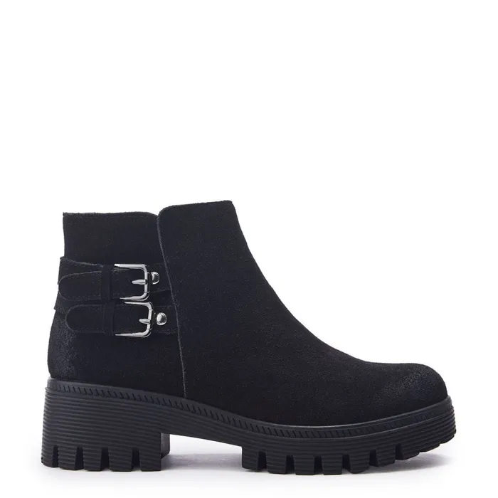 Chunky Boots Women Moda In Pelle Ovah Black Suede