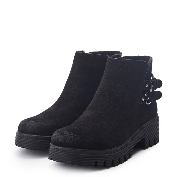 Chunky Boots Women Moda In Pelle Ovah Black Suede