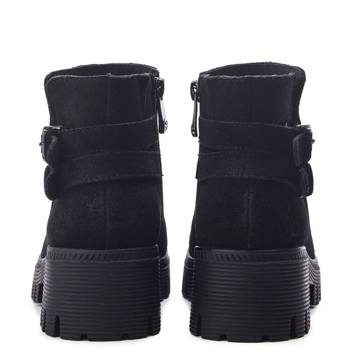 Chunky Boots Women Moda In Pelle Ovah Black Suede