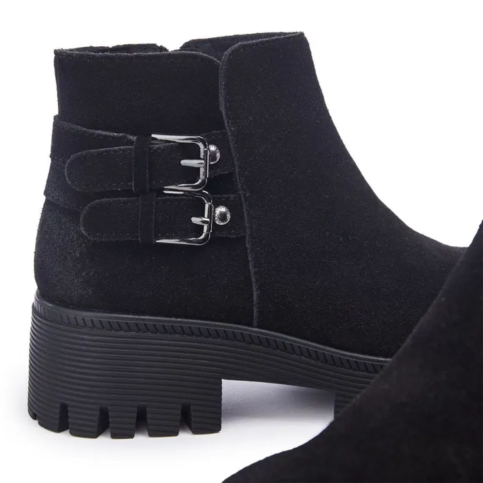 Chunky Boots Women Moda In Pelle Ovah Black Suede