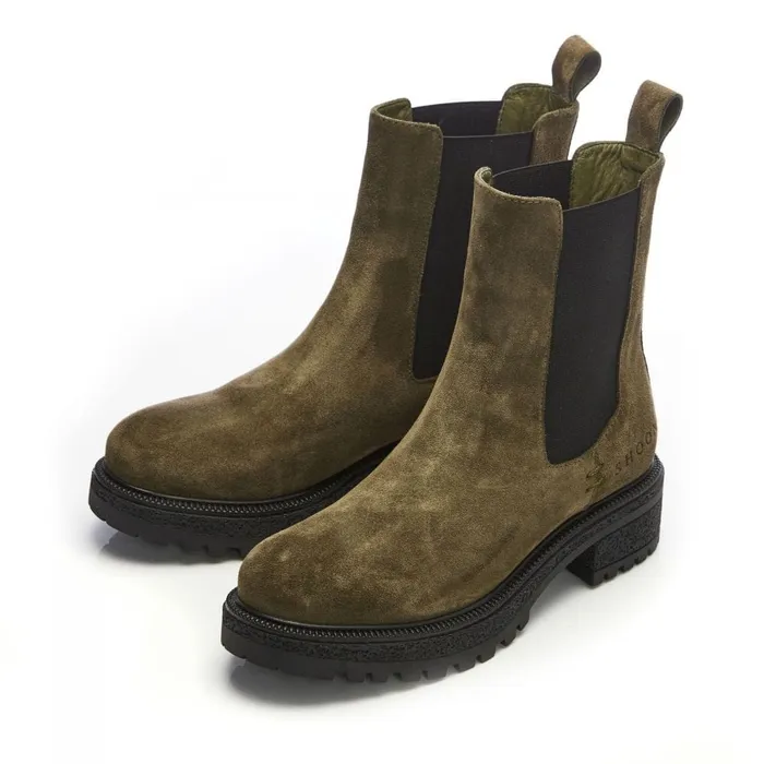Chunky Boots Women Moda In Pelle Shoon Sh Adesso Olive Suede