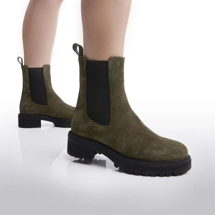 Chunky Boots Women Moda In Pelle Shoon Sh Adesso Olive Suede