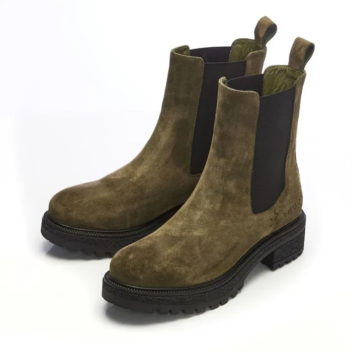 Chunky Boots Women Moda In Pelle Shoon Sh Adesso Olive Suede