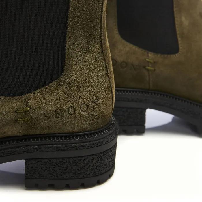 Chunky Boots Women Moda In Pelle Shoon Sh Adesso Olive Suede