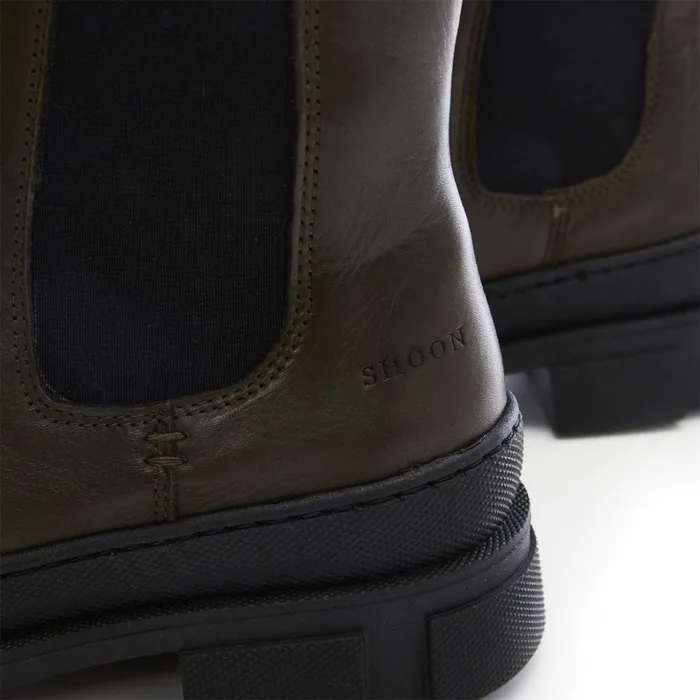 Chunky Boots Women Moda In Pelle Shoon Sh Boulder Olive Leather