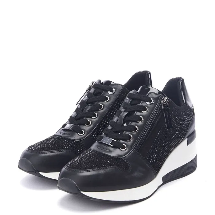 Chunky Trainers Women Moda In Pelle Brookie Black Porvair