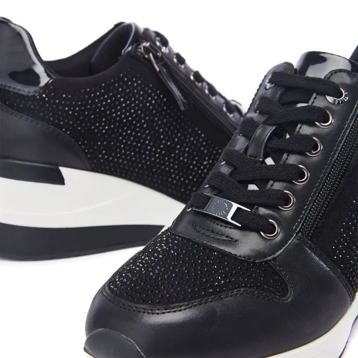 Chunky Trainers Women Moda In Pelle Brookie Black Porvair