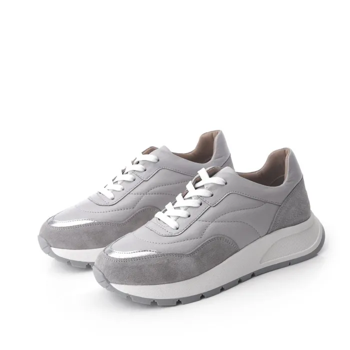 Chunky Trainers Women Moda In Pelle Shoon Sh Adaggio Grey Leather