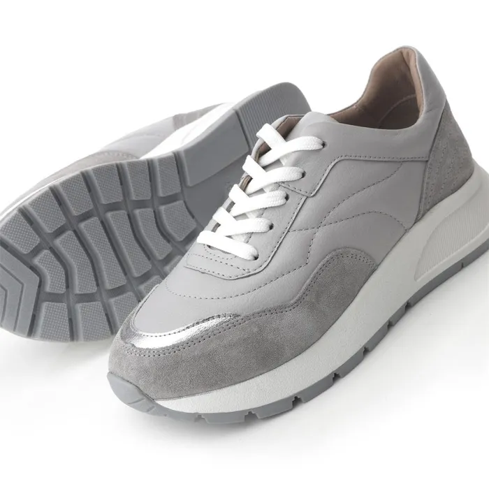 Chunky Trainers Women Moda In Pelle Shoon Sh Adaggio Grey Leather