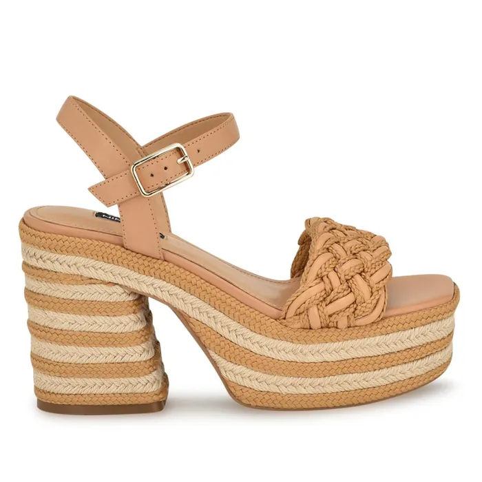 Cinka Woven Platform Sandals Light Natural Women Nine West High Heels