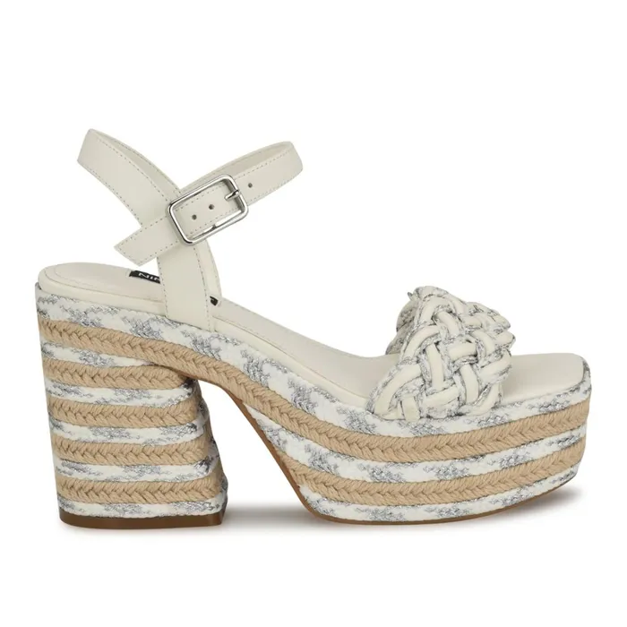 Cinka Woven Platform Sandals Whitesilver Women Nine West High Heels