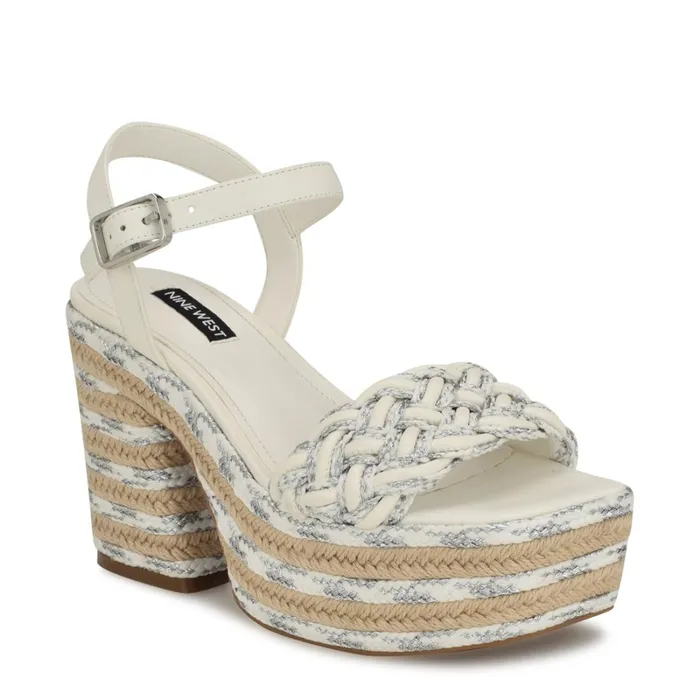 Cinka Woven Platform Sandals Whitesilver Women Nine West High Heels Cinka Woven Platform Sandals Whitesilver Women Nine West High Heels
