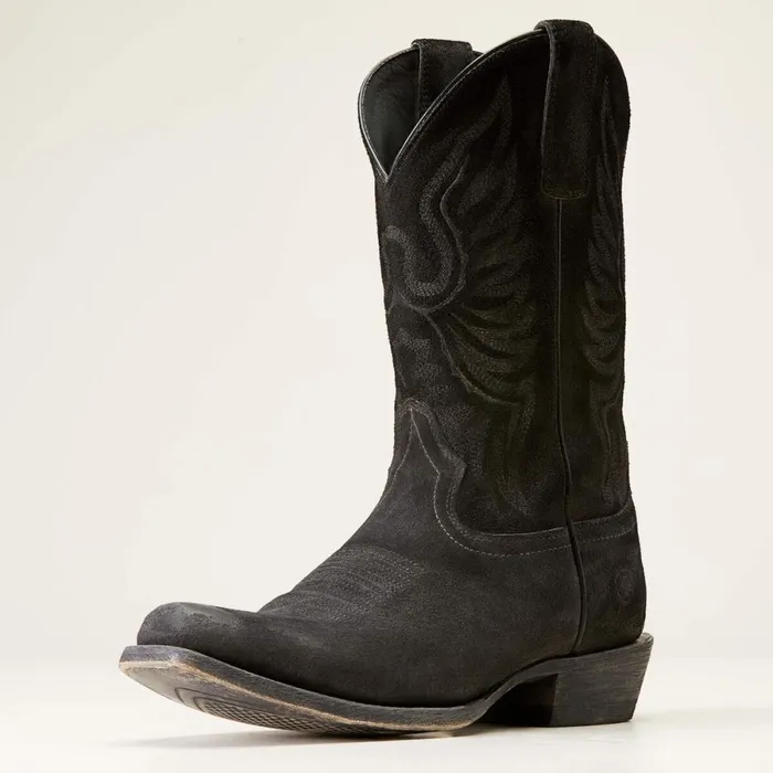 Circuit High Stepper Western Boot Distressed Black Suede Men Ariat Western Boots