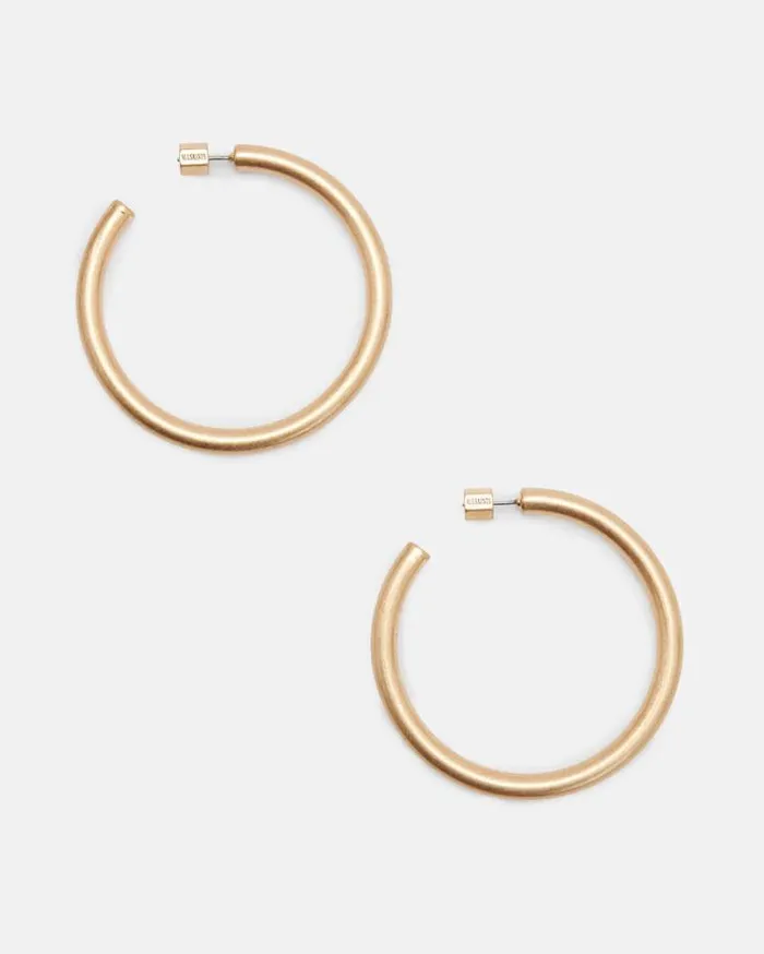 Claudette Large Tubular Hoop Earrings Warm Brass Women AllSaints Jewelry