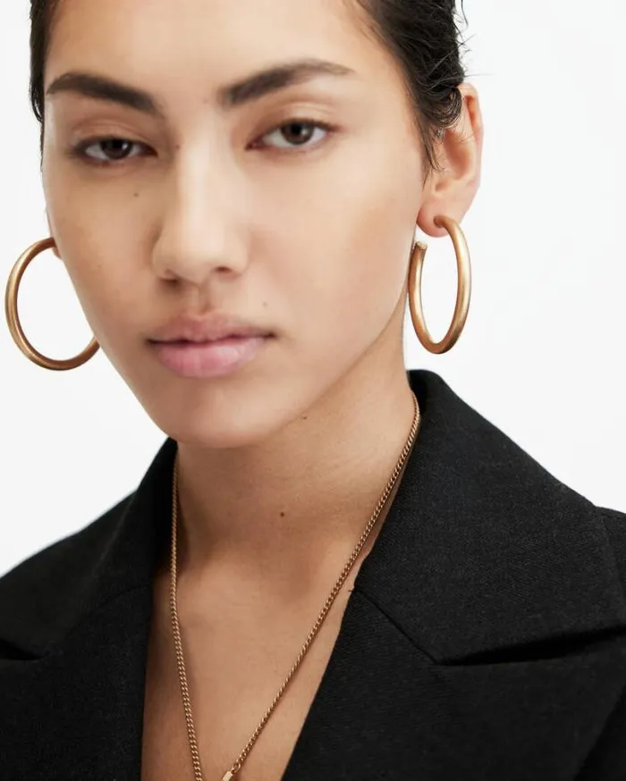 Claudette Large Tubular Hoop Earrings Warm Brass Women AllSaints Jewelry