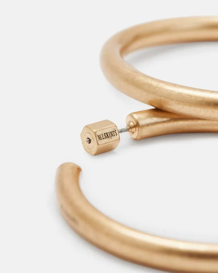 Claudette Large Tubular Hoop Earrings Warm Brass Women AllSaints Jewelry